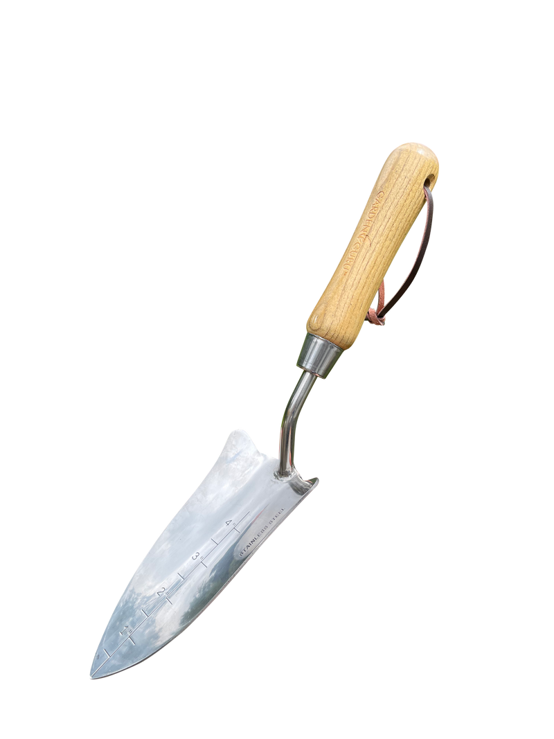 Stainless Steel Transplanter Trowel (classic wood handle)-4