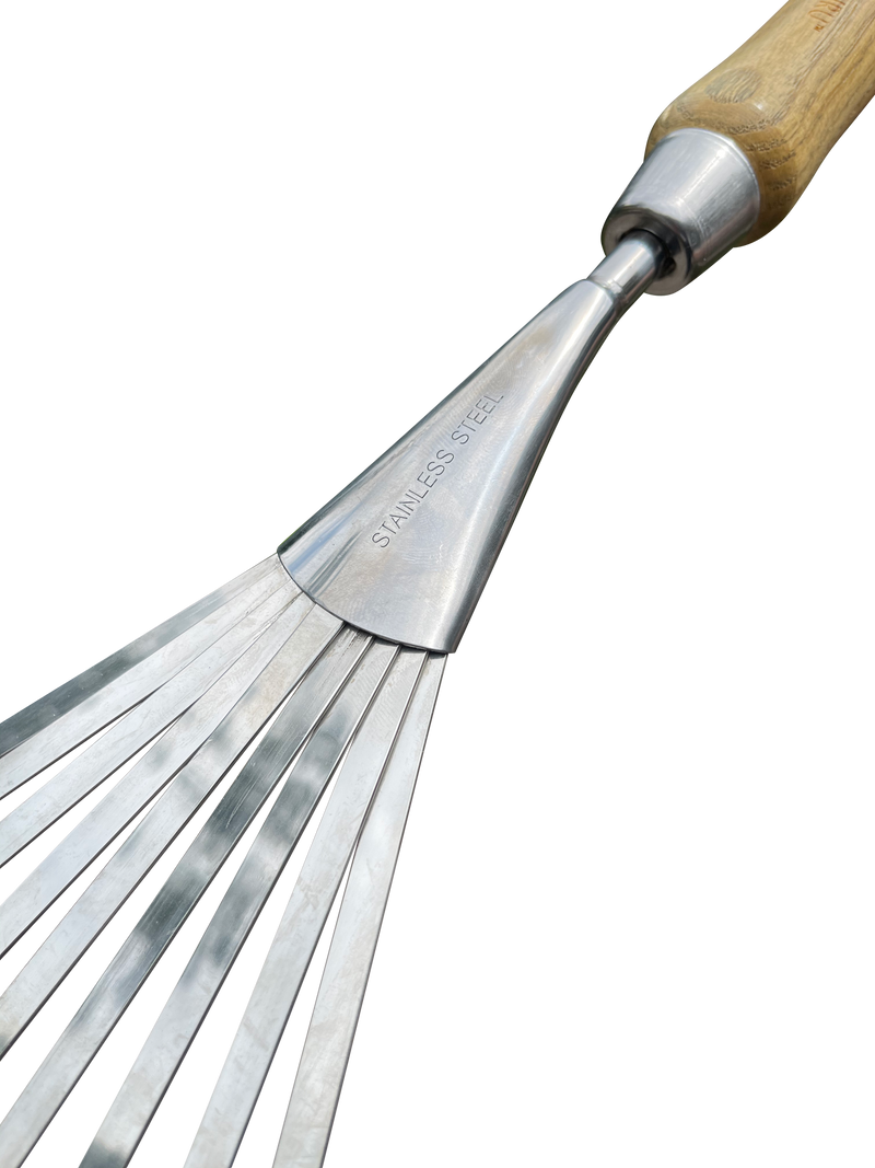 Stainless Steel Garden Hand Rake (classic wood handle)-4