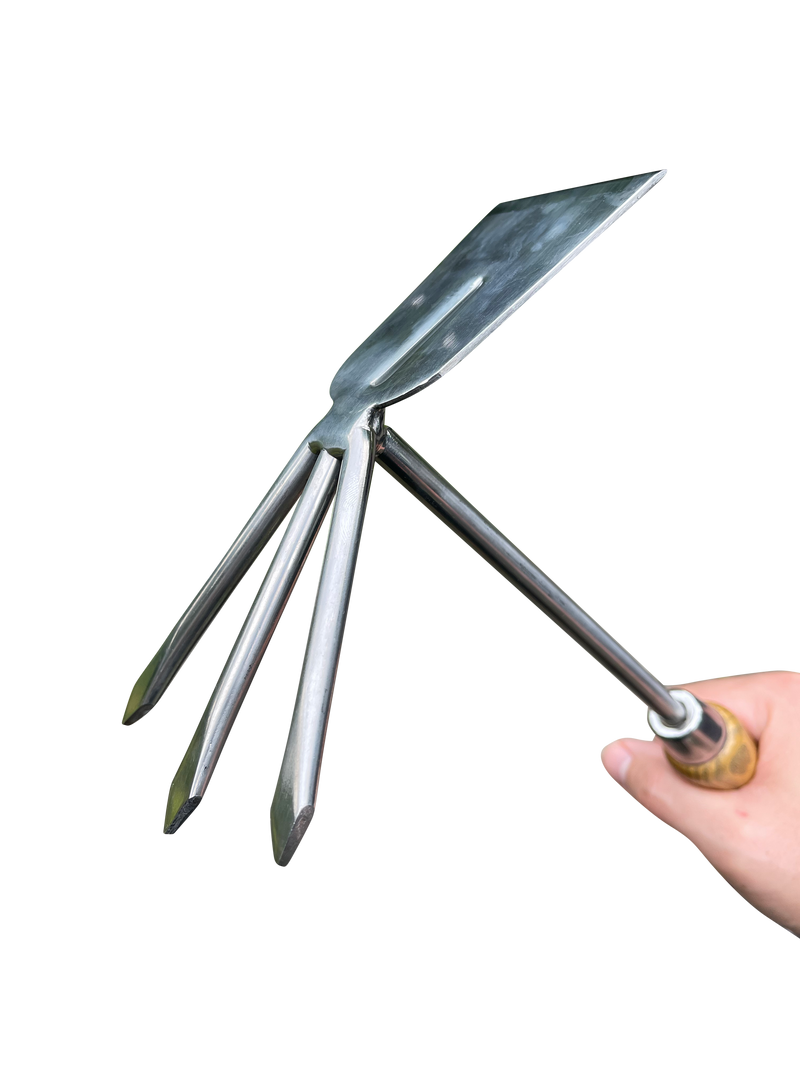 Stainless Steel Garden Cultivator Hoe (classic wood handle)-4