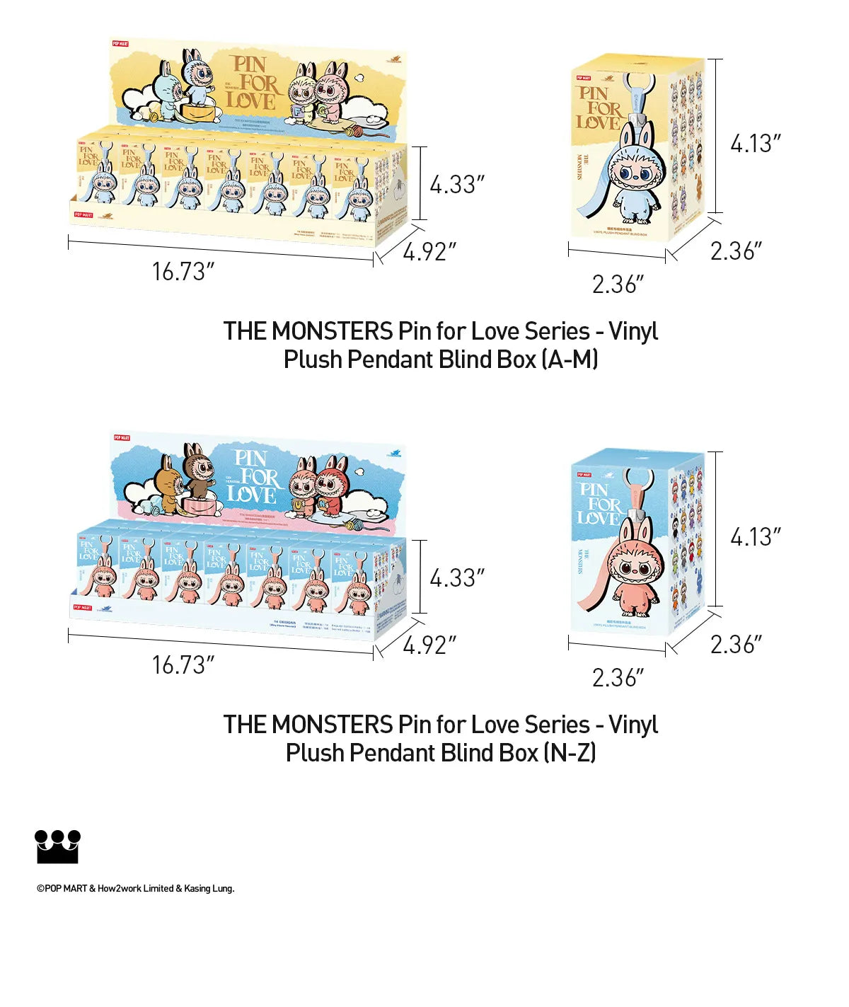 Pop Mart Labubu Pin for Love Series Blind Box (N-Z) Blue-14