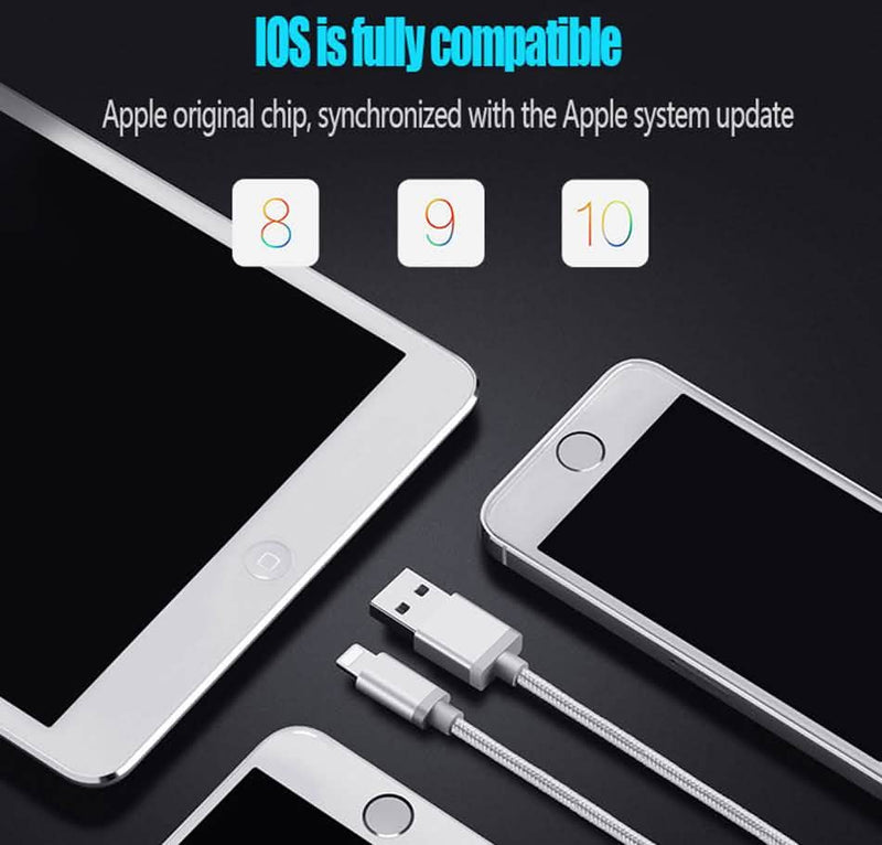 3-Pack: 10FT Heavy Duty Braided iPhone Lightning USB Cable-9