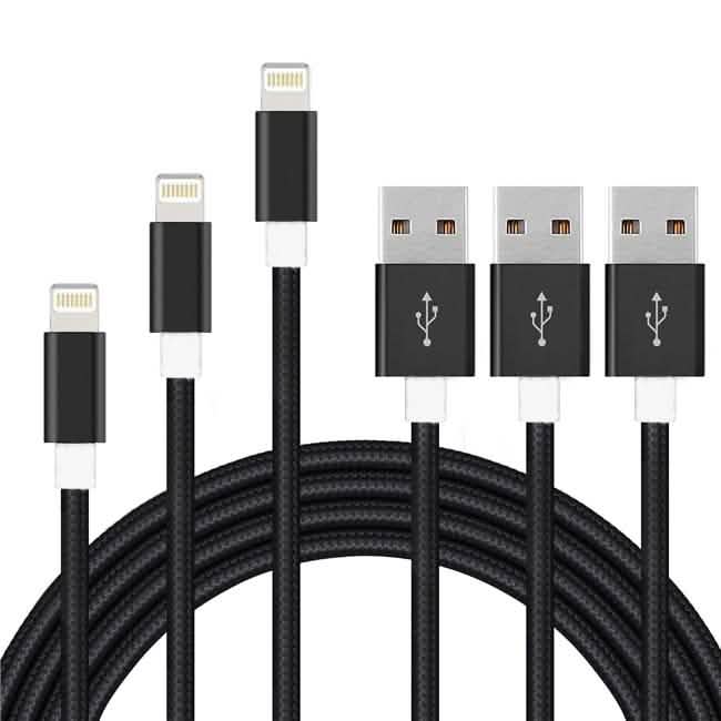 3-Pack: 10FT Heavy Duty Braided iPhone Lightning USB Cable-1