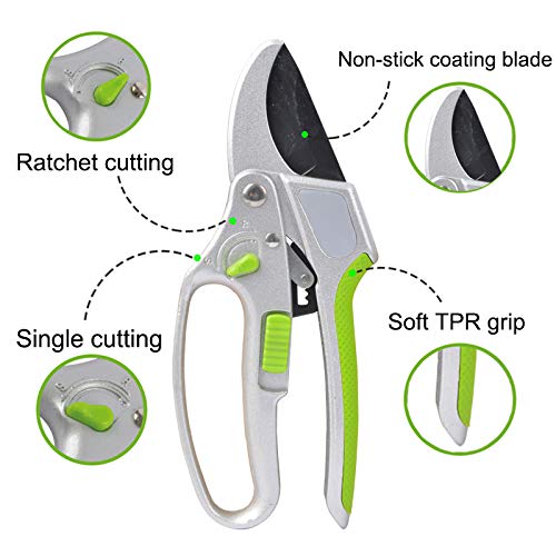 2-in-1 Garden Ratchet Pruning Shears Clippers-3