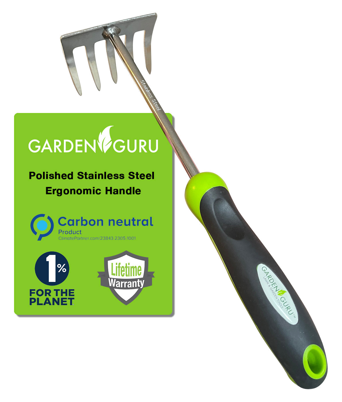 Stainless Steel 5 Tine Rake Cultivator Tiller Tool-4