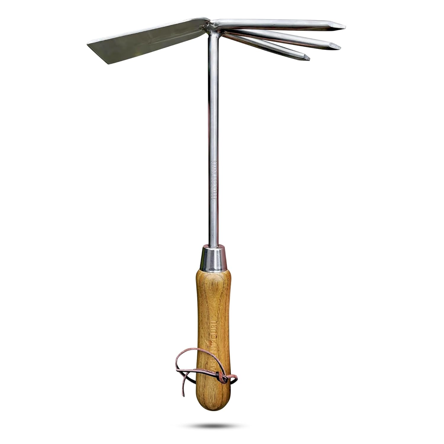 Stainless Steel Garden Cultivator Hoe (classic wood handle)-1