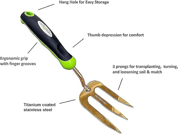 Titanium Garden Tool Set - Includes Hand Trowel Transplanter Cultivator-2