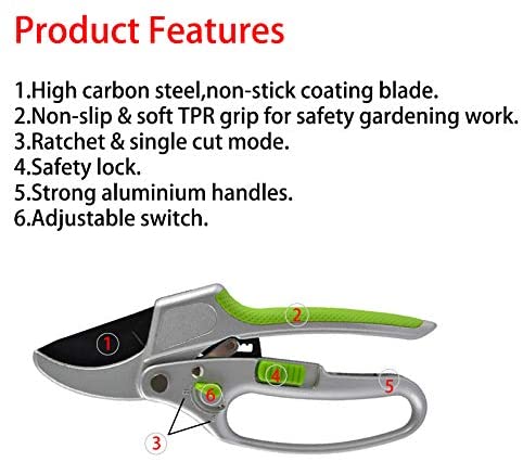 2-in-1 Garden Ratchet Pruning Shears Clippers-2