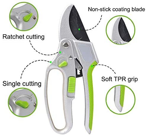 2-in-1 Garden Ratchet Pruning Shears Clippers-3