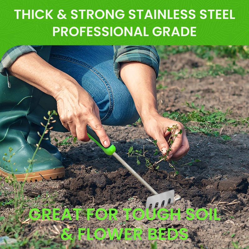 Stainless Steel 5 Tine Rake Cultivator Tiller Tool-6