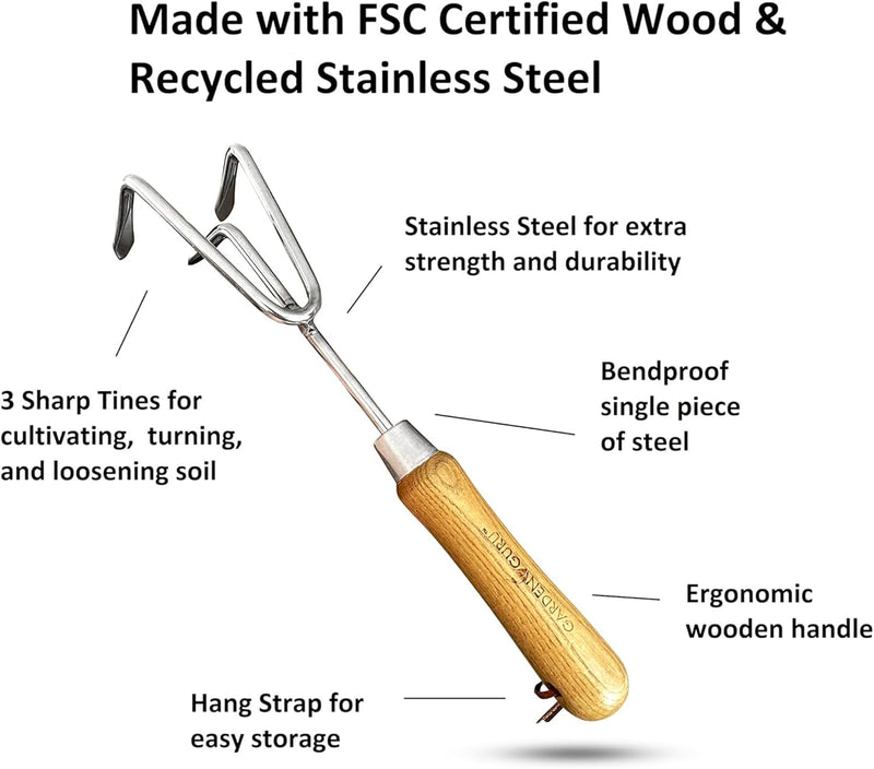 Classic Garden Tool Set - Includes Hand Trowel Transplanter Cultivator-4