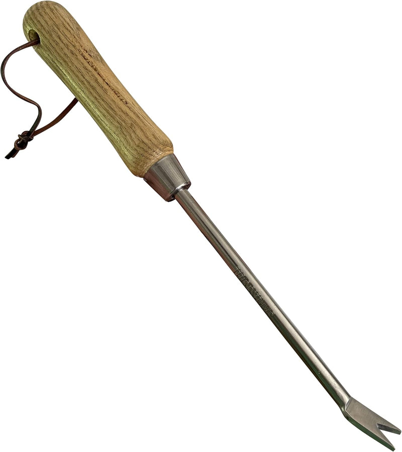 Stainless Steel Garden Dandelion Weeder (classic wood handle)-1