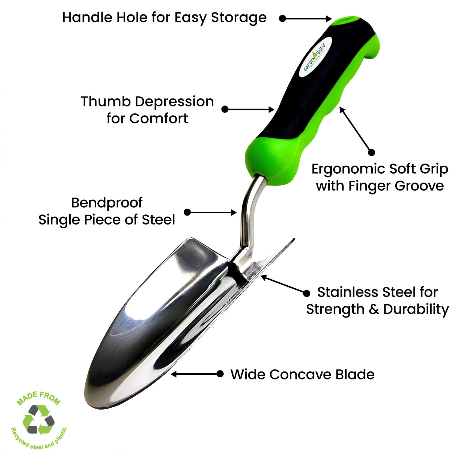 Stainless Steel 3pc Gardening Tool Set (Includes Trowel Transplanter Cultivator)-2