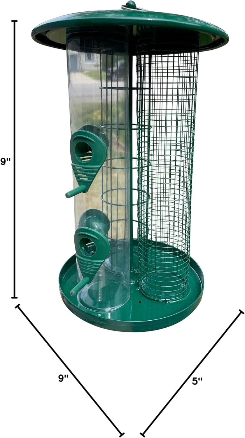 3-in-1 Outdoor Tube Bird Feeder for Small Wild Birds-2