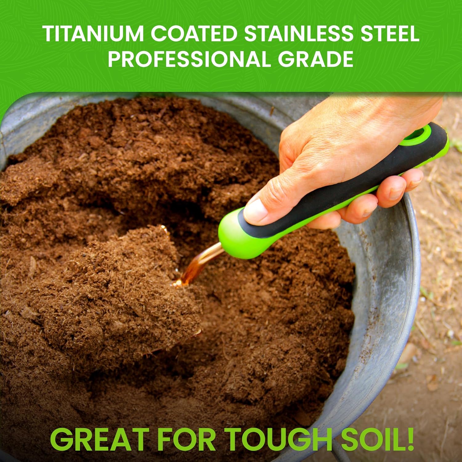 Titanium Garden Tool Set - Includes Hand Trowel Transplanter Cultivator