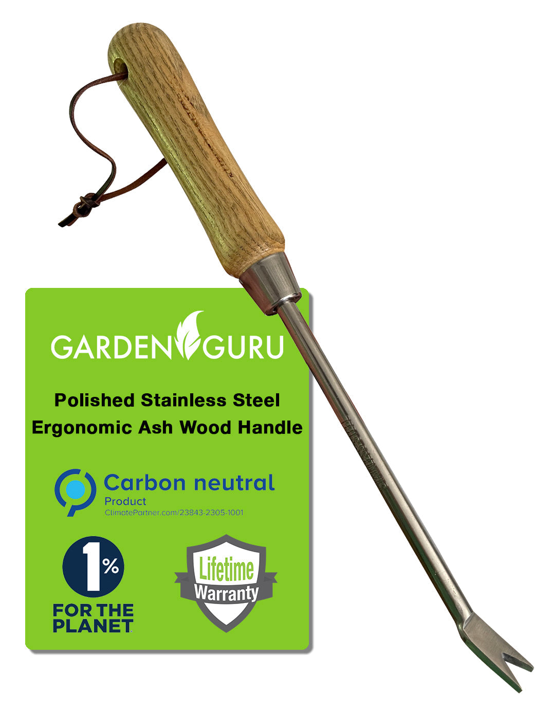 Stainless Steel Garden Dandelion Weeder (classic wood handle)-2