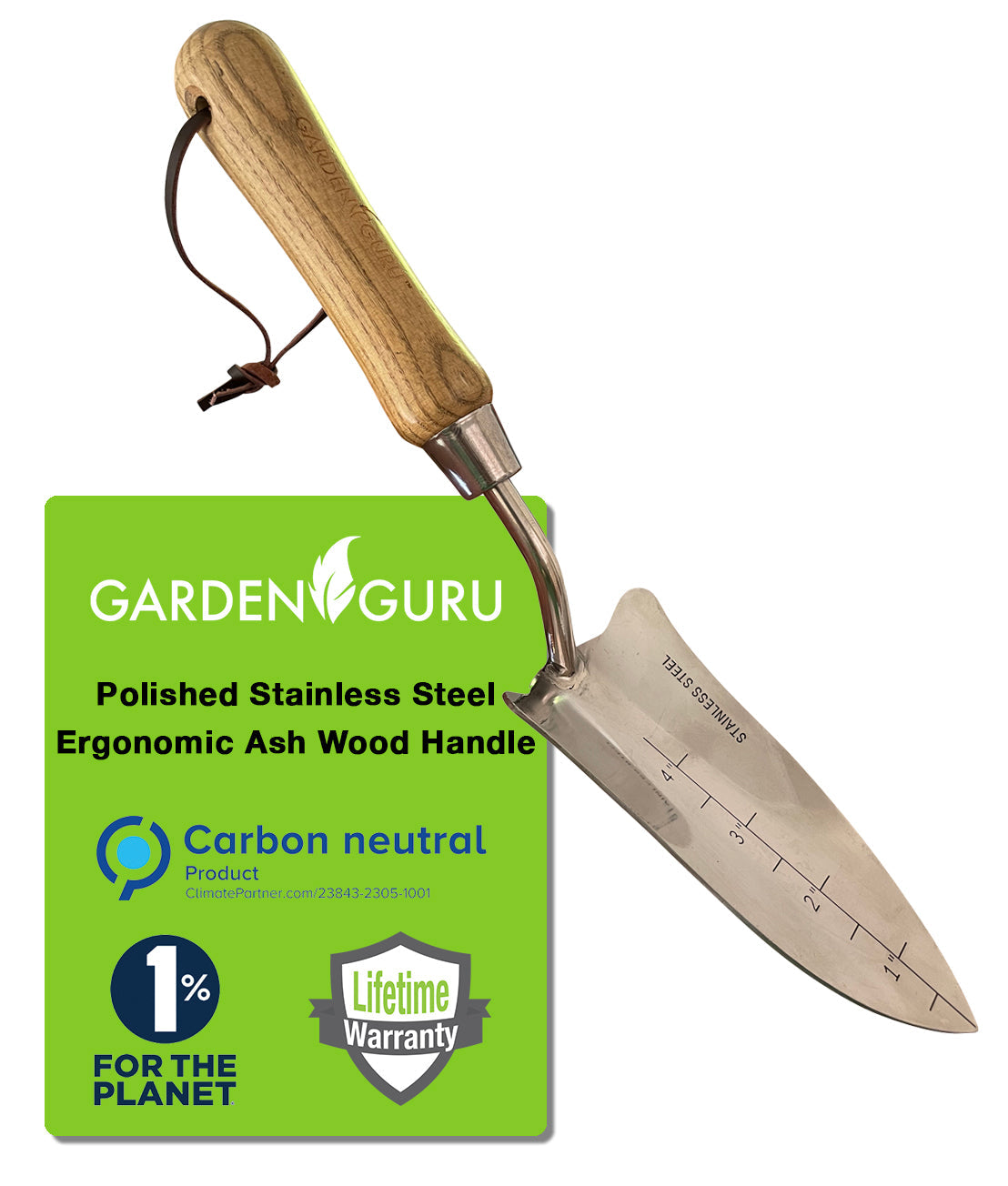 Stainless Steel Transplanter Trowel (classic wood handle)-2