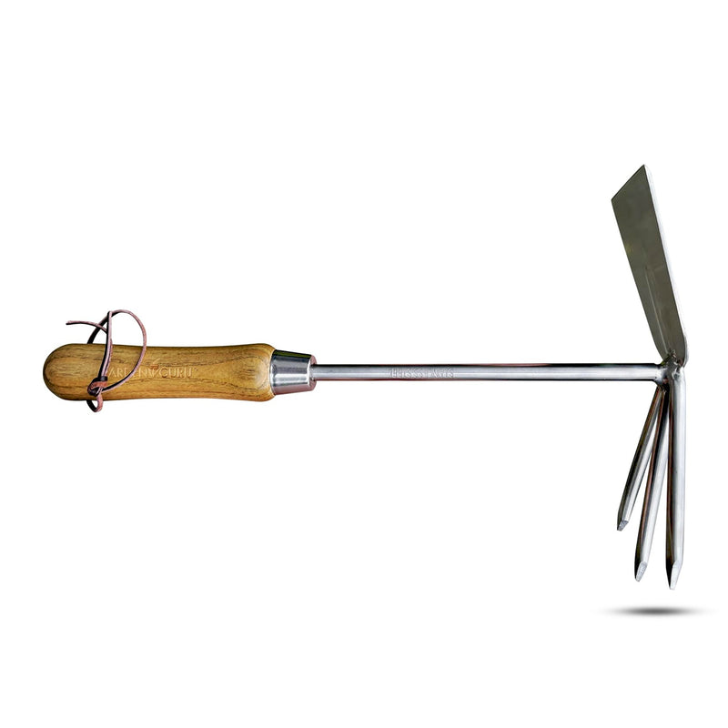 Stainless Steel Garden Cultivator Hoe (classic wood handle)-3