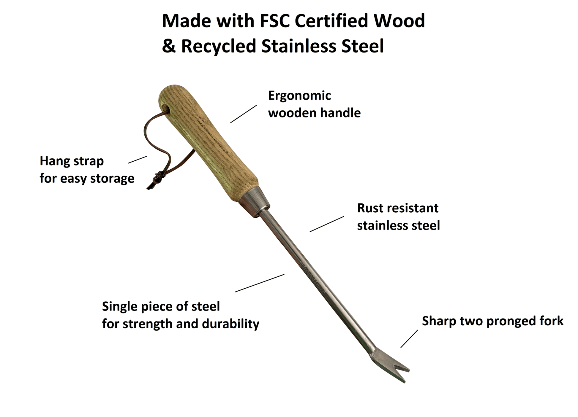 Stainless Steel Garden Dandelion Weeder (classic wood handle)-5