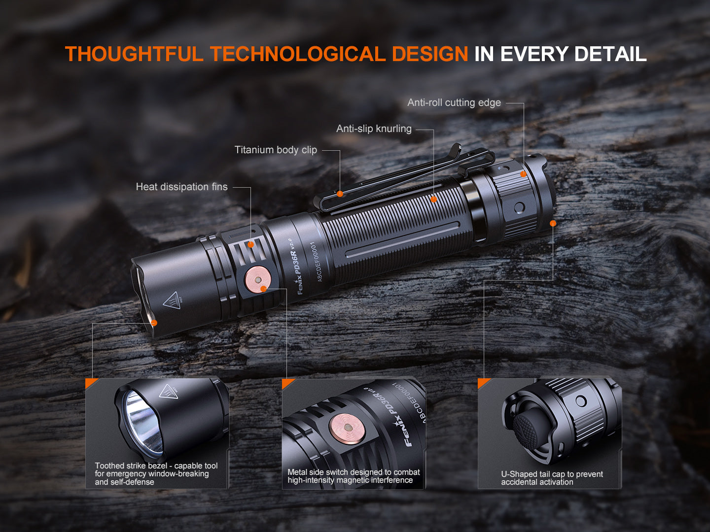 Fenix PD36R V2 Compact Rechargeable Tactical Flashlight - 1700 Lumens-11