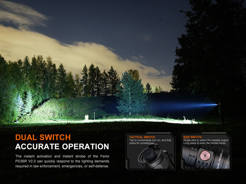 Fenix PD36R V2 Compact Rechargeable Tactical Flashlight - 1700 Lumens-5