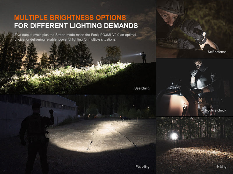 Fenix PD36R V2 Compact Rechargeable Tactical Flashlight - 1700 Lumens-10