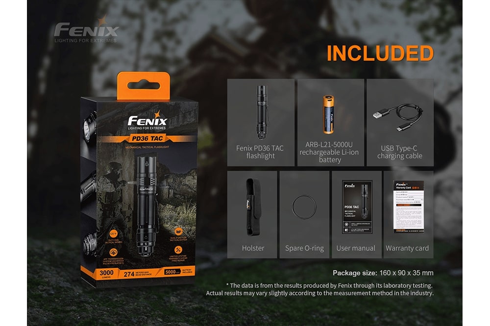 Fenix PD36 TAC Tactical Flashlight - 3000 Lumens-15