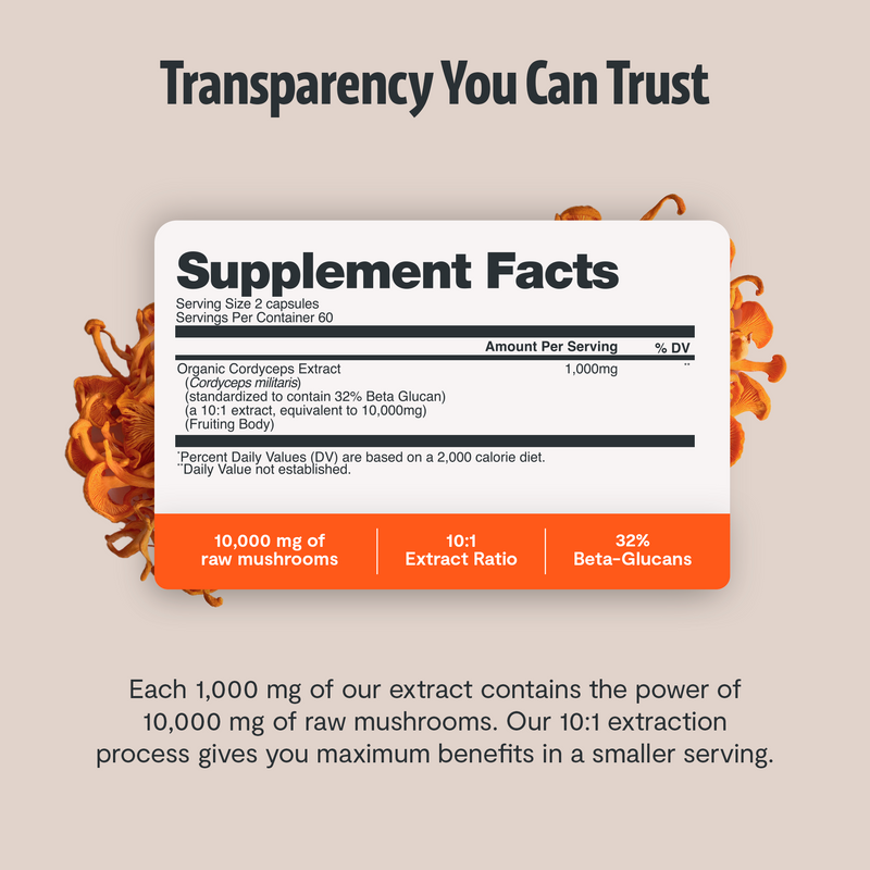 Organic Cordyceps Mushroom Supplement Capsules-6