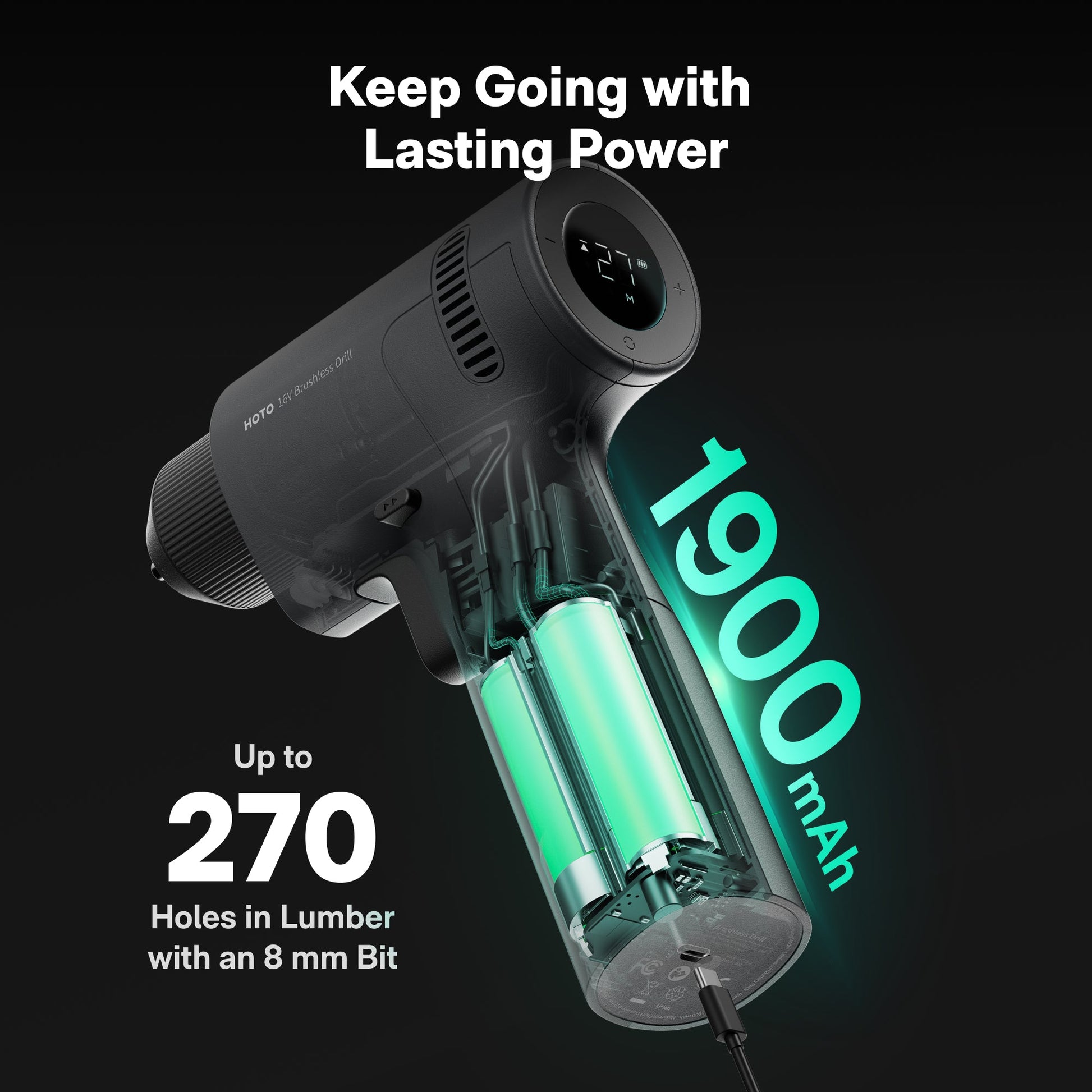 HOTO 16V Brushless Drill-12