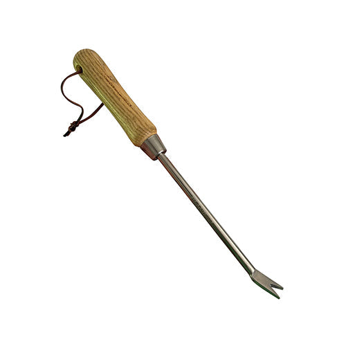 Stainless Steel Garden Dandelion Weeder (classic wood handle)-1