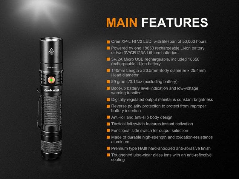 Fenix UC35 V2.0 LED Rechargeable EDC Flashlight-4